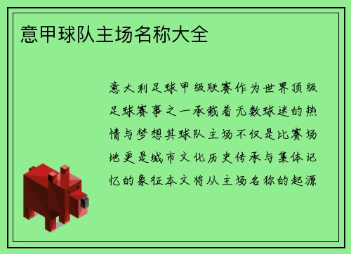 意甲球队主场名称大全